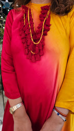 Beautiful Ombre dyed satin Outfit with Necklace