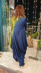 Beautiful Ombre dyed satin Outfit with Necklace