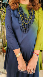 Beautiful Ombre dyed satin Outfit with Necklace