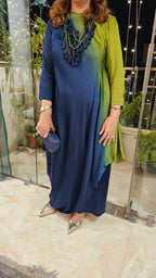 Beautiful Ombre dyed satin Outfit with Necklace