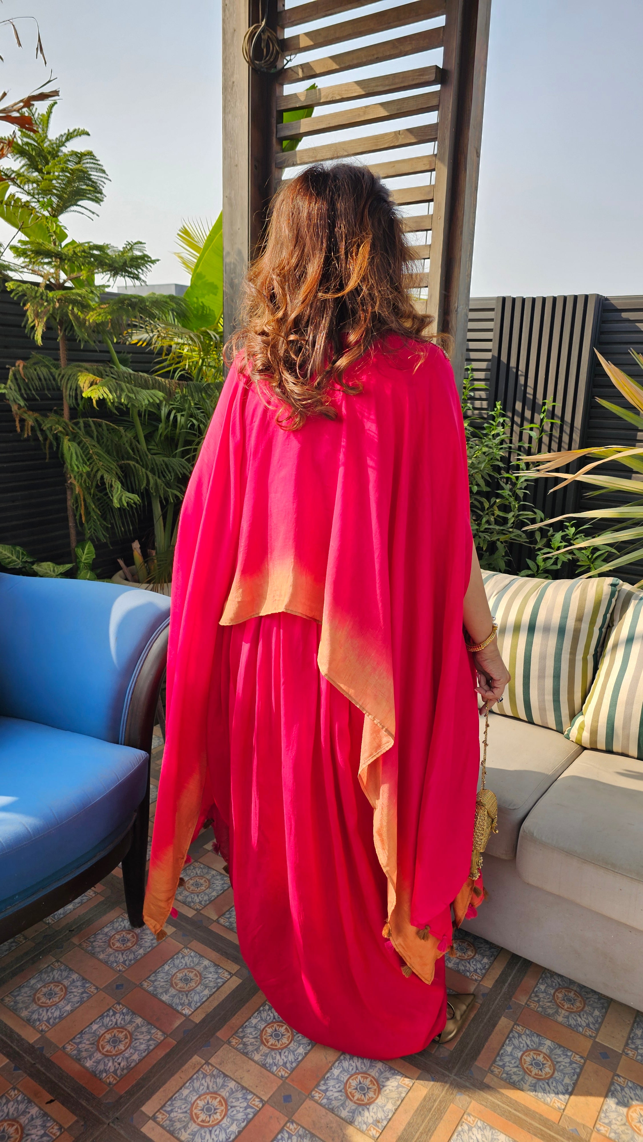 A Head Turner Combination Dyed 3 Piece Silk Outfit Fully Hand Embroidered