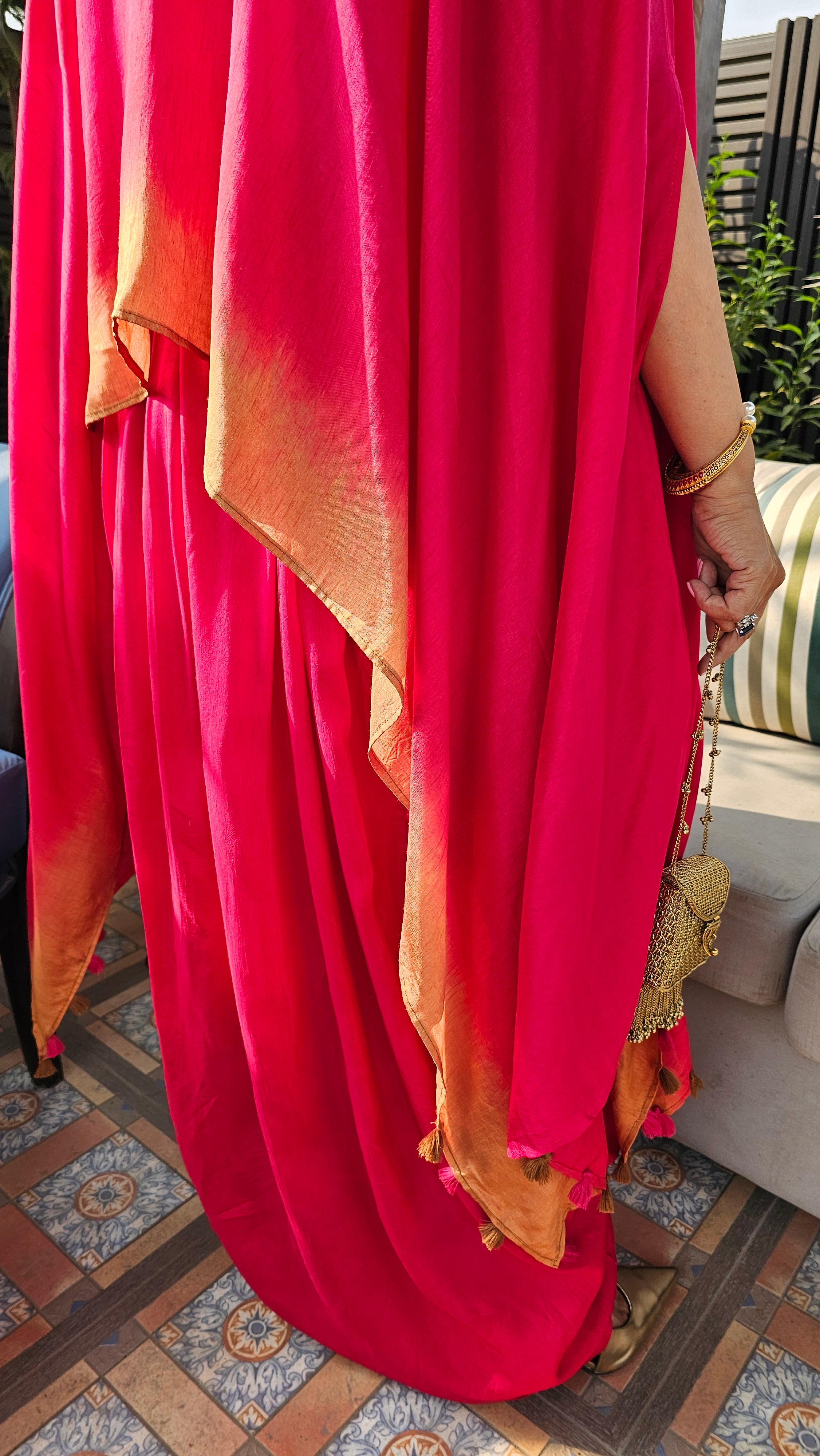 A Head Turner Combination Dyed 3 Piece Silk Outfit Fully Hand Embroidered