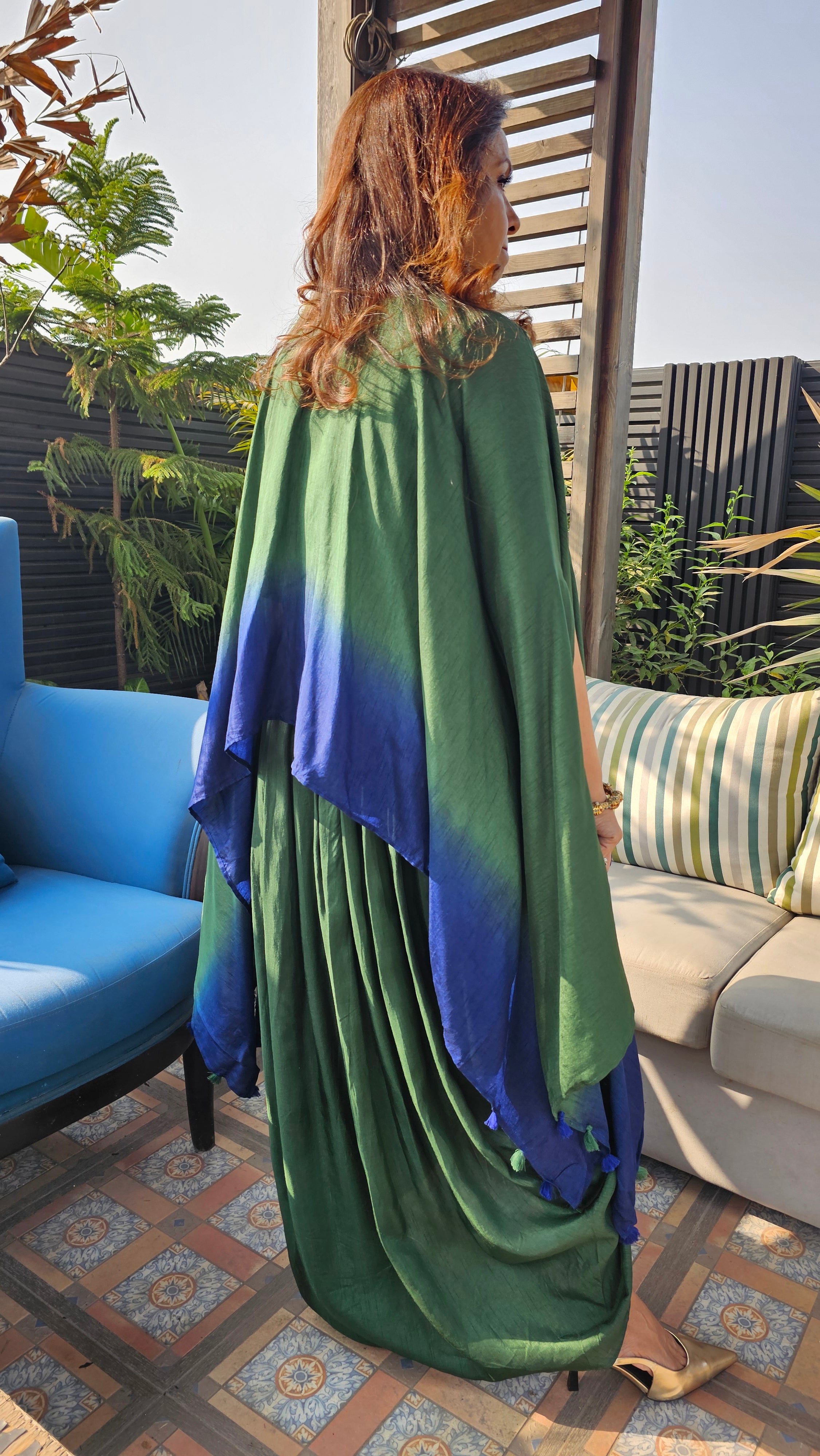 A Head Turner Combination Dyed 3 Piece Silk Outfit Fully Hand Embroidered