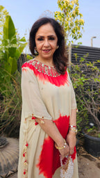 A Stunning Tie and Dye Hand Embroidered Georgette Outfit