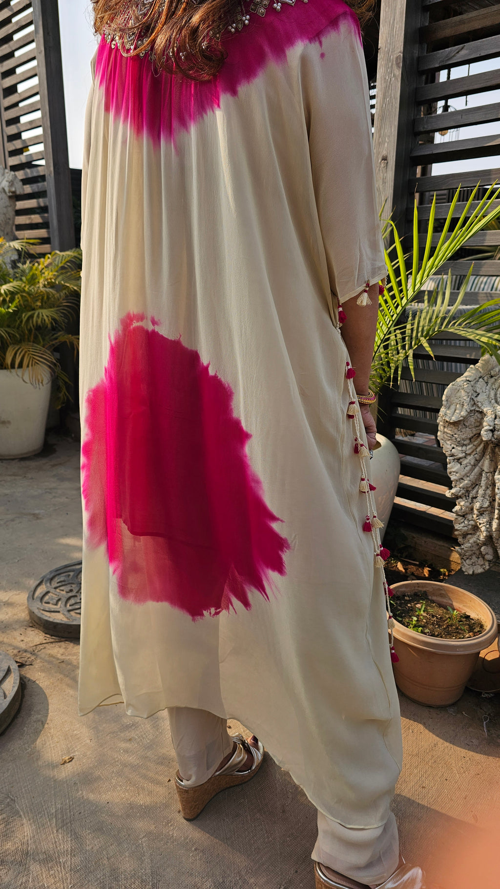 A Stunning Tie and Dye Hand Embroidered Georgette Outfit