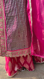 Purple & Hot Pink Gota Shirt with Shimmer Pants and Pure Silk Organza Dupatta