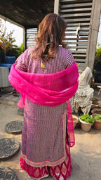 Purple & Hot Pink Gota Shirt with Shimmer Pants and Pure Silk Organza Dupatta