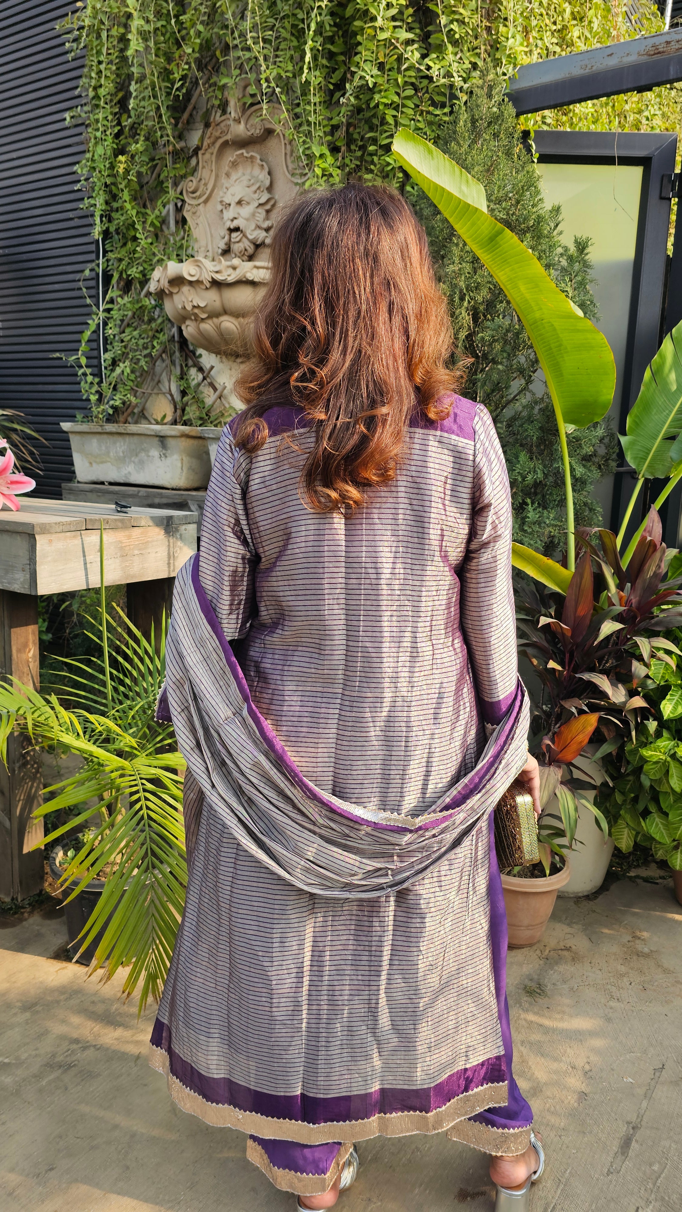 Beautiful Silk Hand Painted, Hand Embroidered Front and Pure Tissue Back and Stole