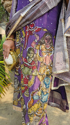 Beautiful Silk Hand Painted, Hand Embroidered Front and Pure Tissue Back and Stole