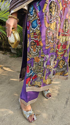 Beautiful Silk Hand Painted, Hand Embroidered Front and Pure Tissue Back and Stole