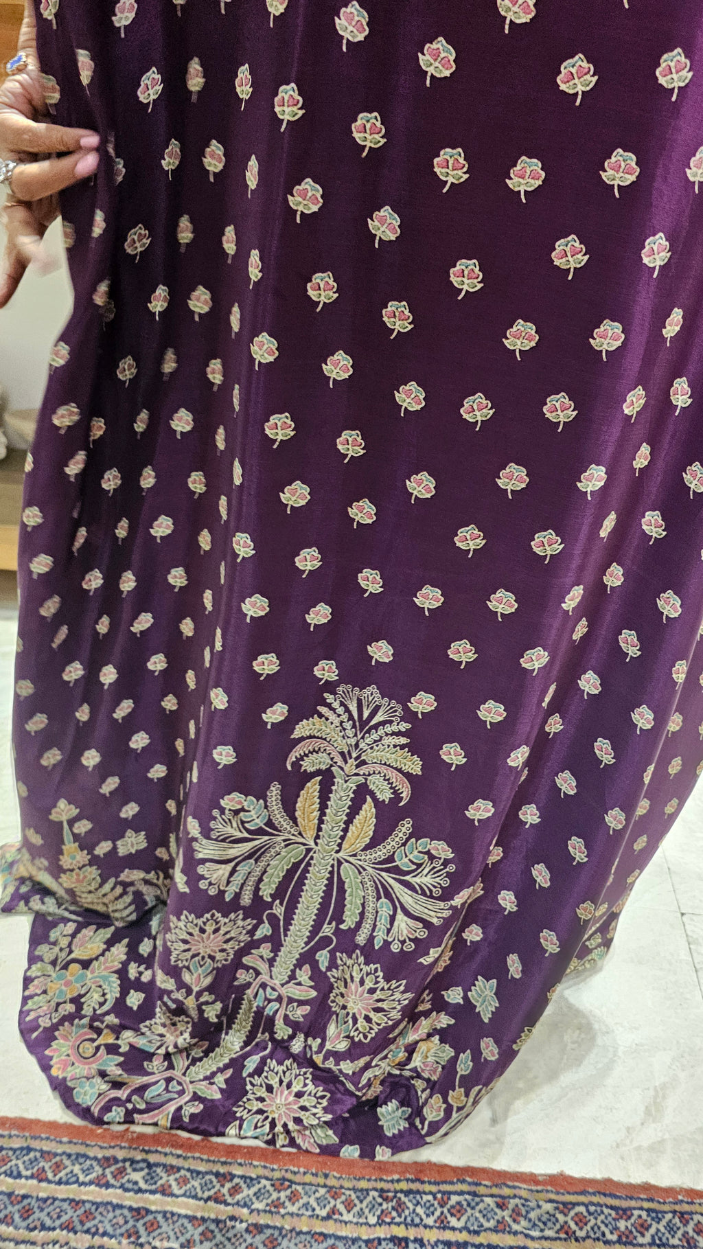 A Stunning Digital Print Satin Silk 3 Piece Outfit