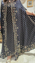 A Stunning Digital Print Satin Silk 3 Piece Outfit