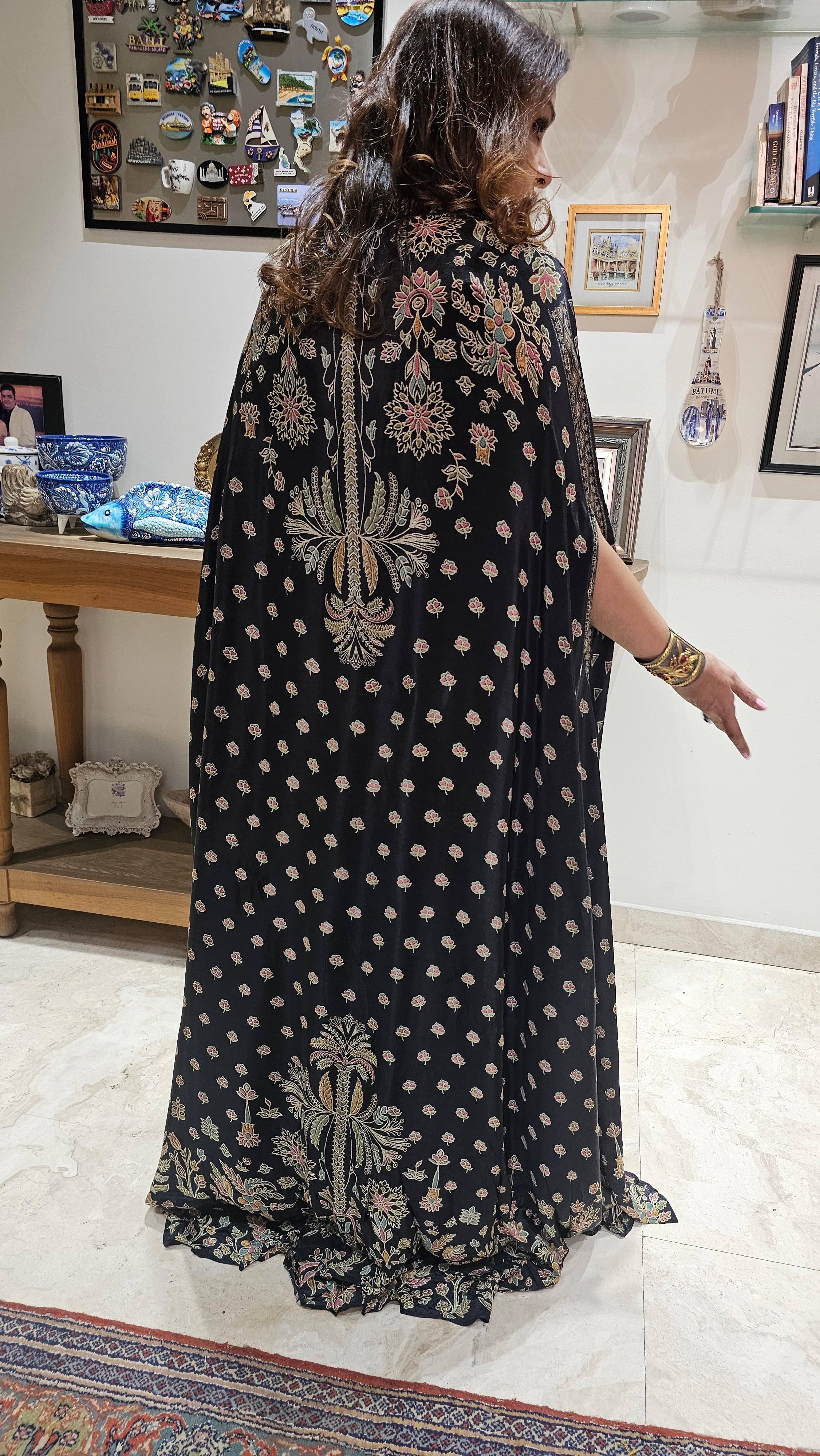 A Stunning Digital Print Satin Silk 3 Piece Outfit