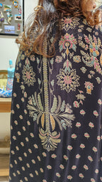 A Stunning Digital Print Satin Silk 3 Piece Outfit