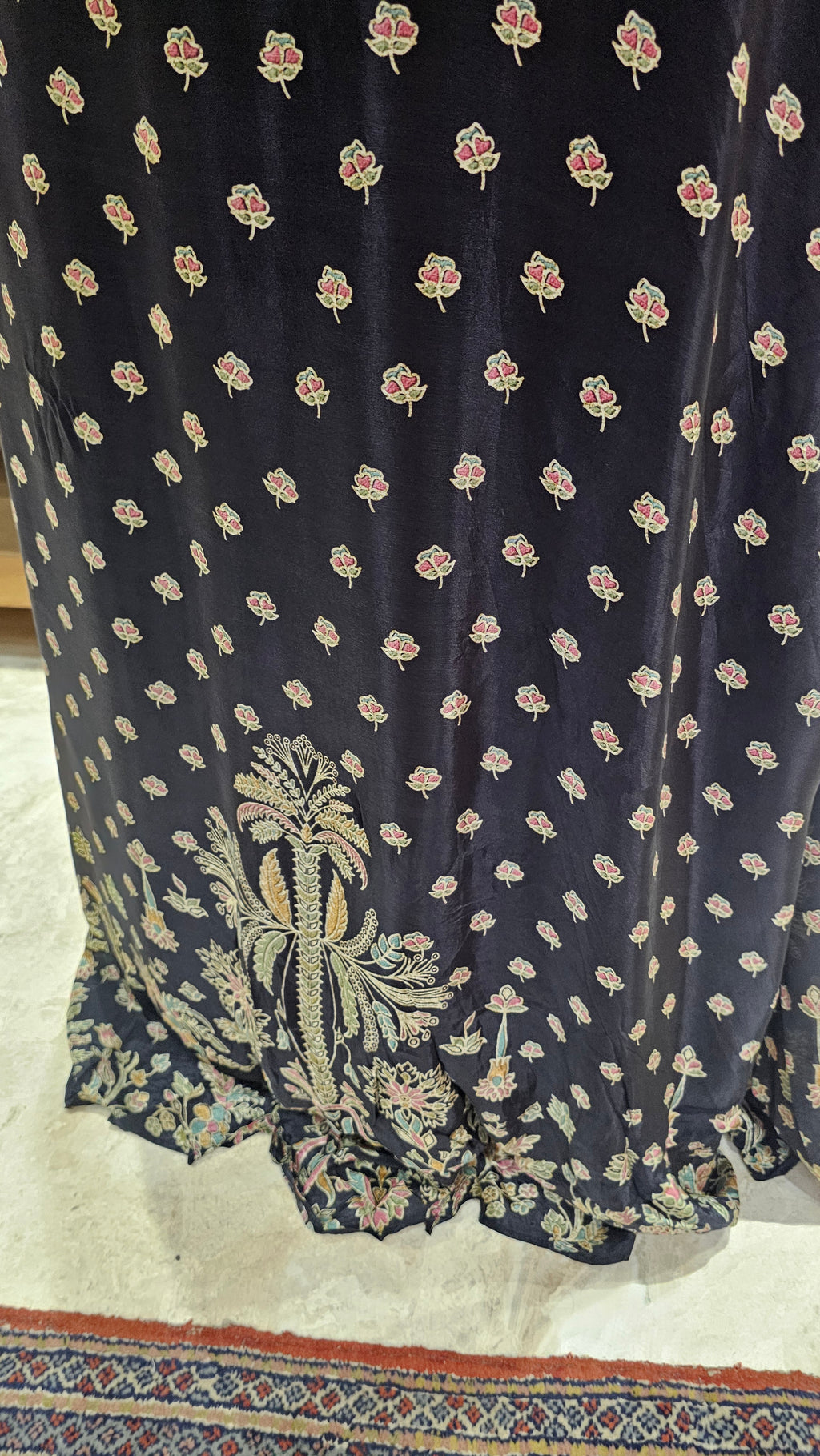 A Stunning Digital Print Satin Silk 3 Piece Outfit