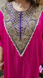 Gorgeous Contrasting Silk With Hand Embroidered Yoke