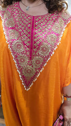 Gorgeous Contrasting Silk With Hand Embroidered Yoke