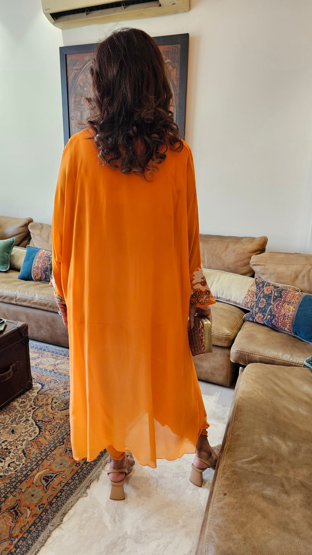 Beautiful Floral Patch Work With Hand Embroidery A Symmetric Kurta & Drop Crotch Pants