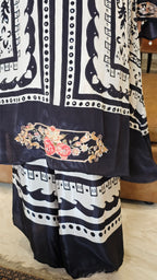 Stunning Digital Printed Aari Sippi Embroidery on Kurta With Digital Printed Bottom