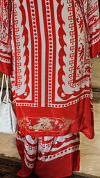 Stunning Digital Printed Aari Sippi Embroidery on Kurta With Digital Printed Bottom