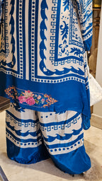 Stunning Digital Printed Aari Sippi Embroidery on Kurta With Digital Printed Bottom