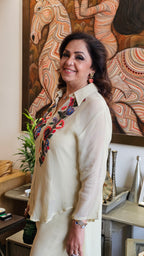 Beautiful Georgette Hand Embroidered a Symmetric Top With Pants