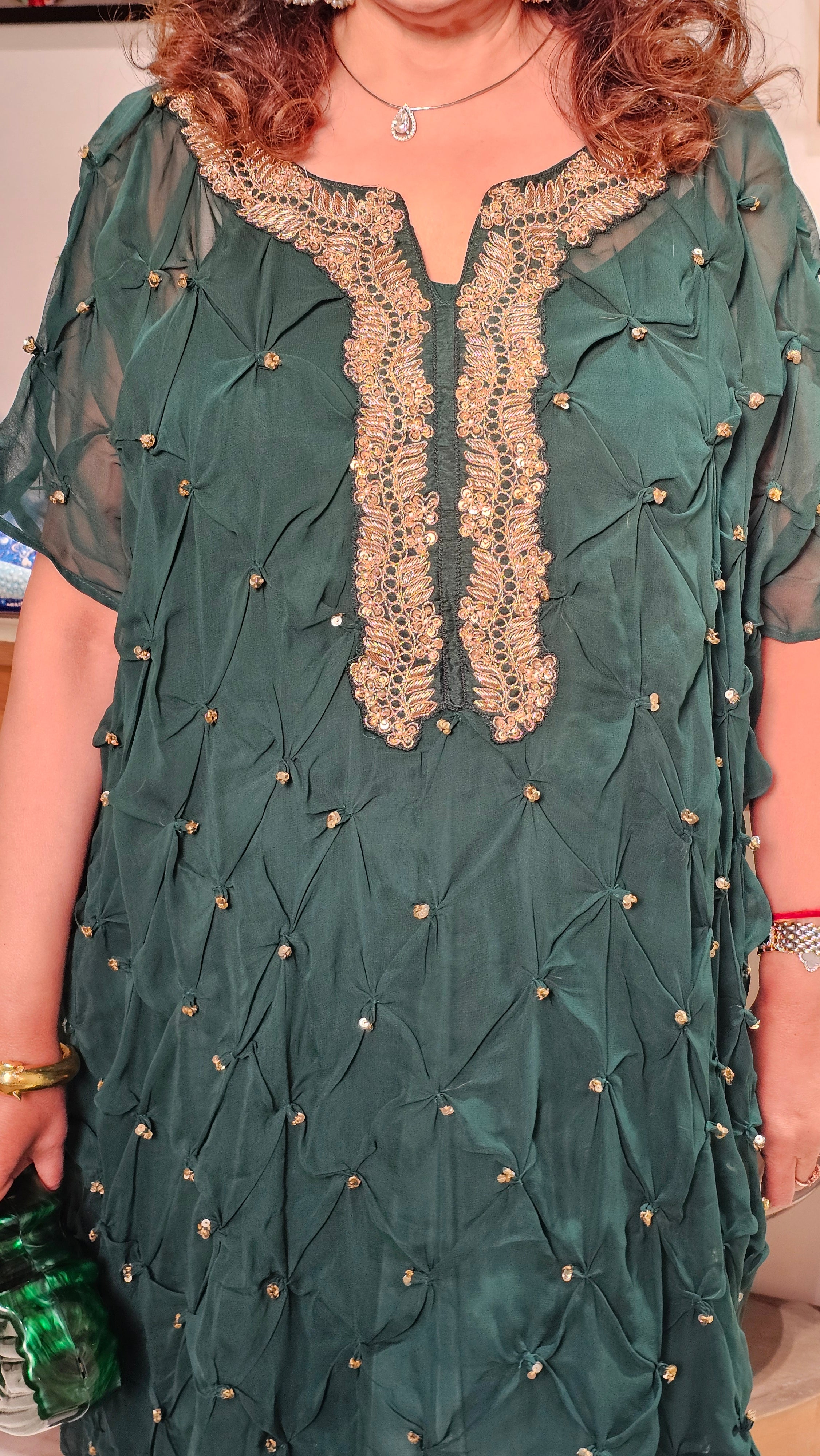 Gorgeous Bandhej With a Twist Hand Embroidered Sippi Work and Dabka