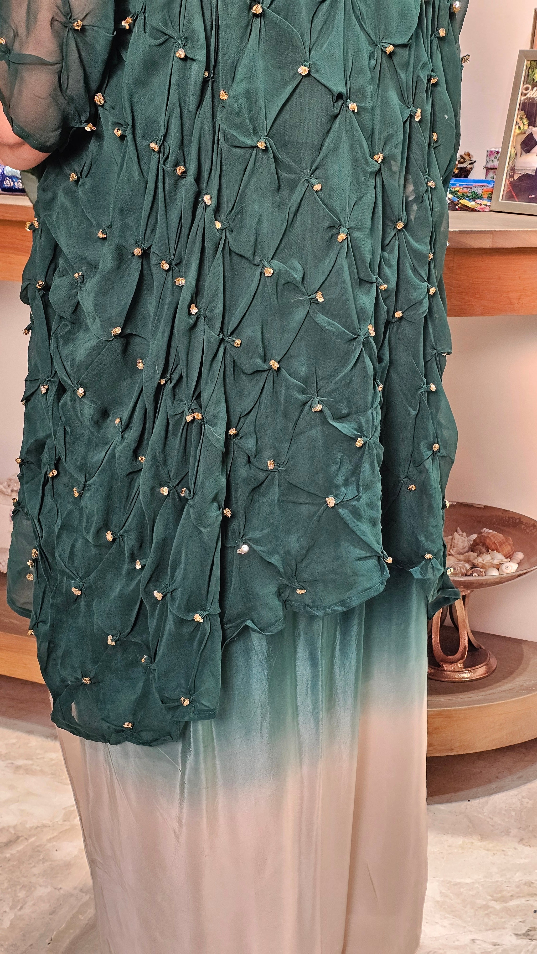 Gorgeous Bandhej With a Twist Hand Embroidered Sippi Work and Dabka