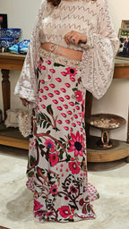 Vibrant Digital Printed Carpe Outfit With Hand Embroidered Belt and Cuff