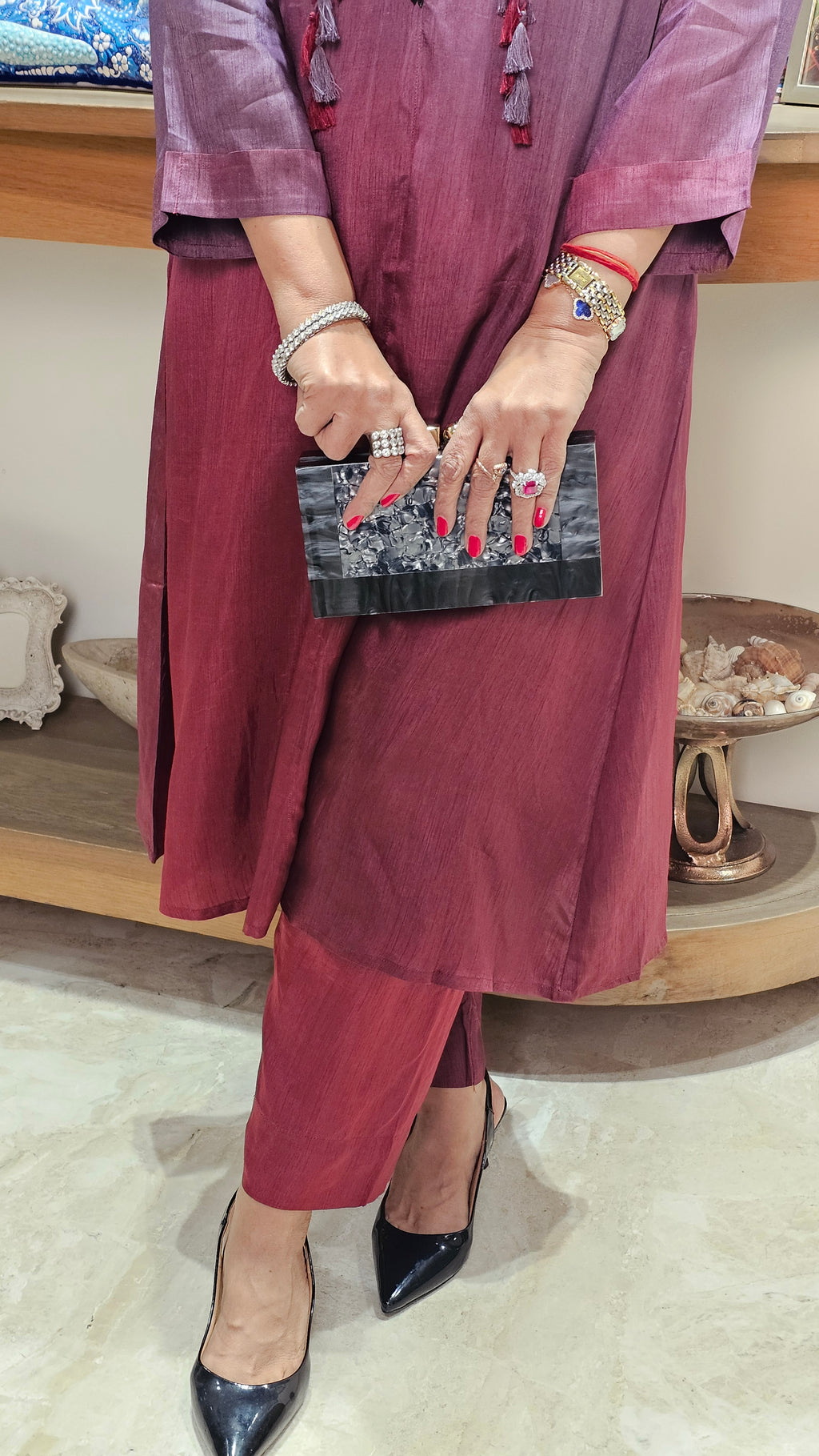 Beautiful Ombre Dyed Silk With Patch Work Hand Embroidery