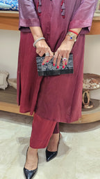 Beautiful Ombre Dyed Silk With Patch Work Hand Embroidery