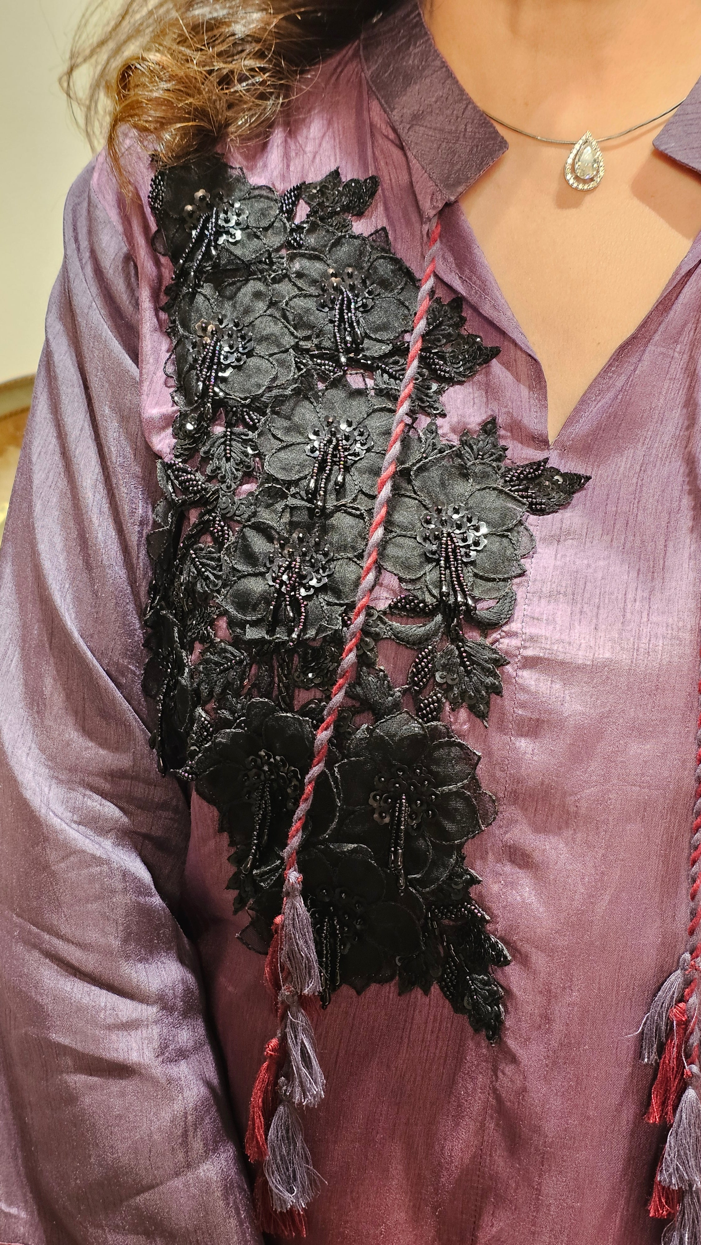 Beautiful Ombre Dyed Silk With Patch Work Hand Embroidery