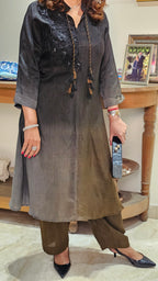 Beautiful Ombre Dyed Silk With Patch Work Hand Embroidery