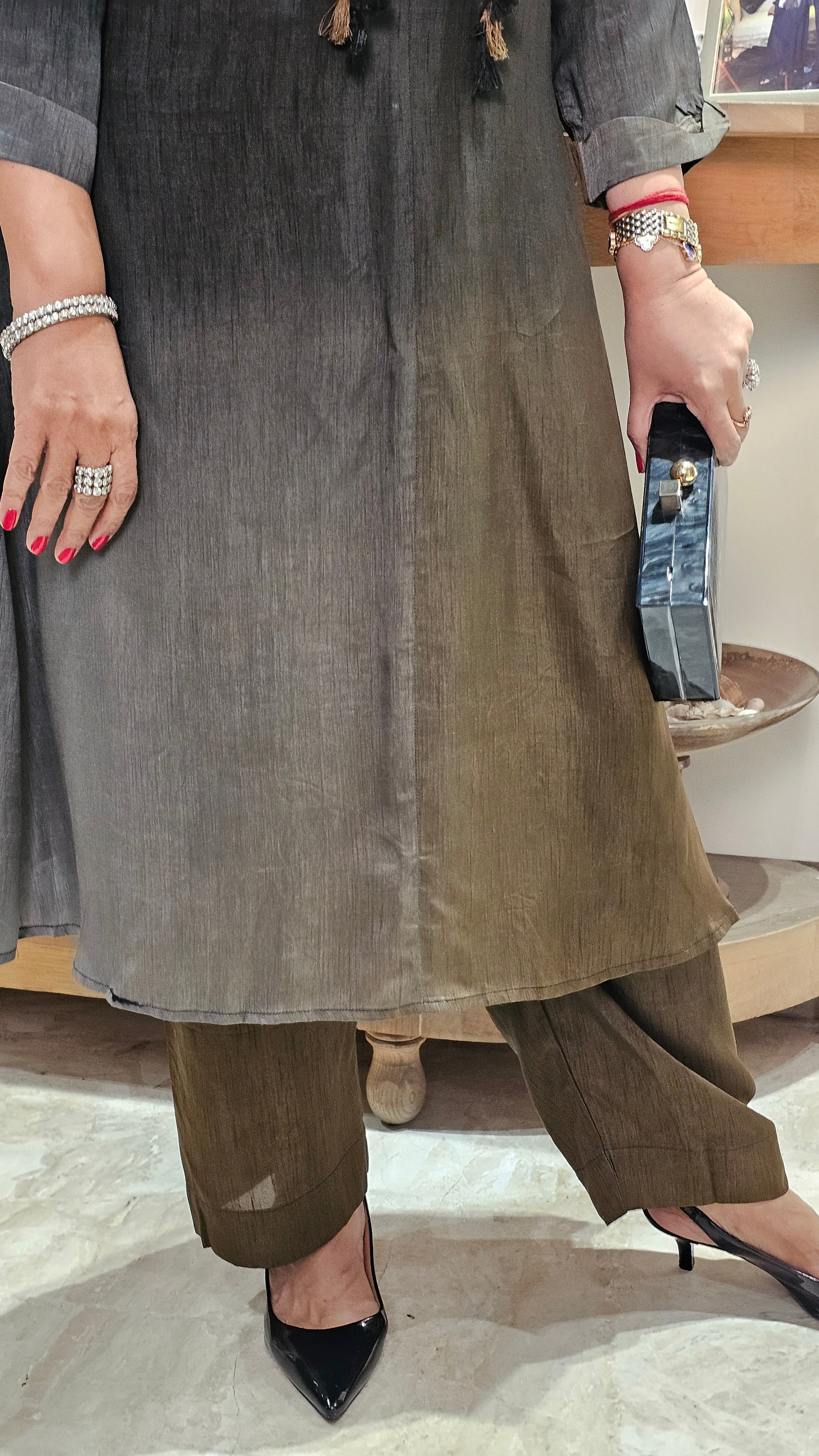 Beautiful Ombre Dyed Silk With Patch Work Hand Embroidery