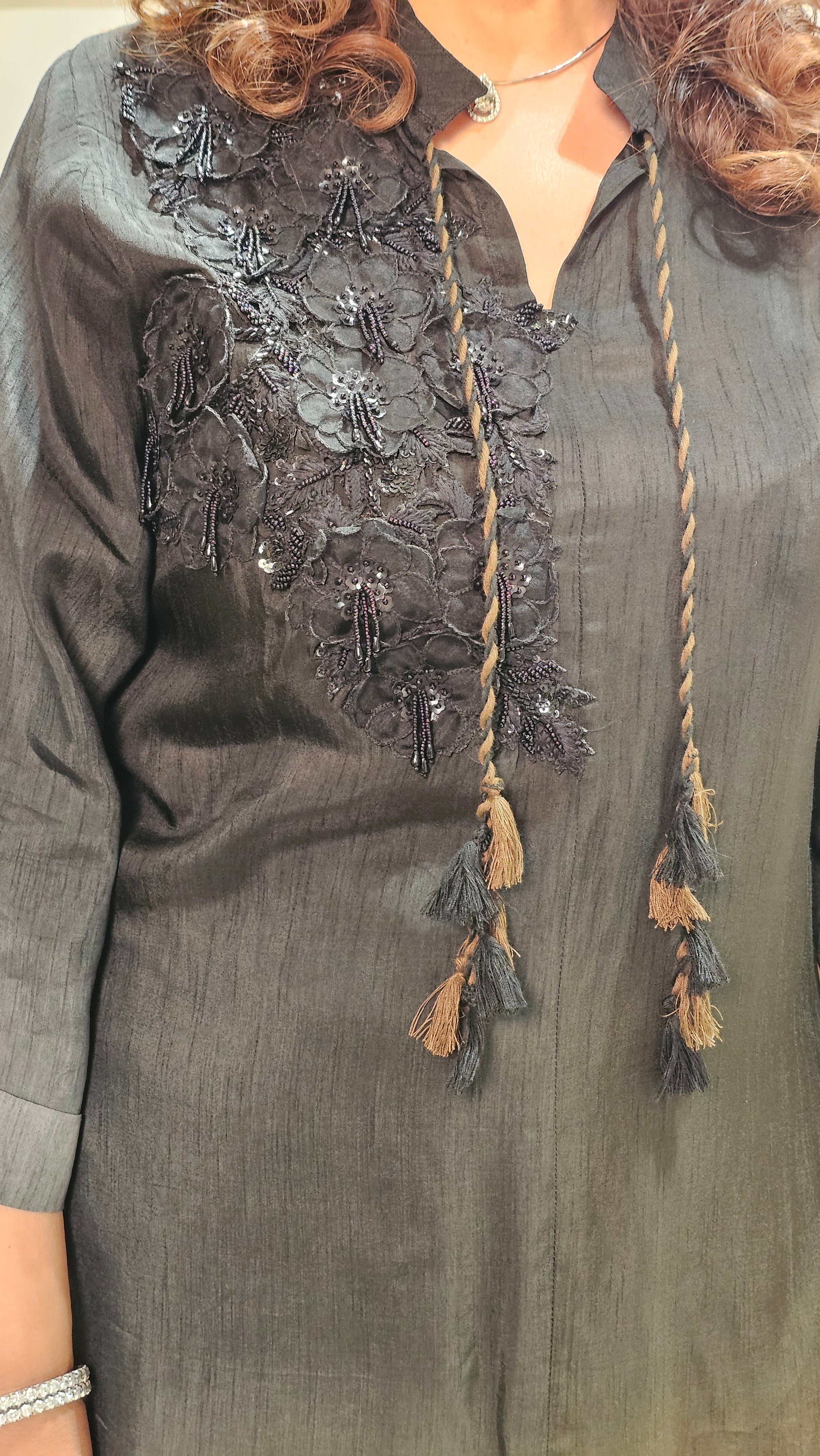 Beautiful Ombre Dyed Silk With Patch Work Hand Embroidery