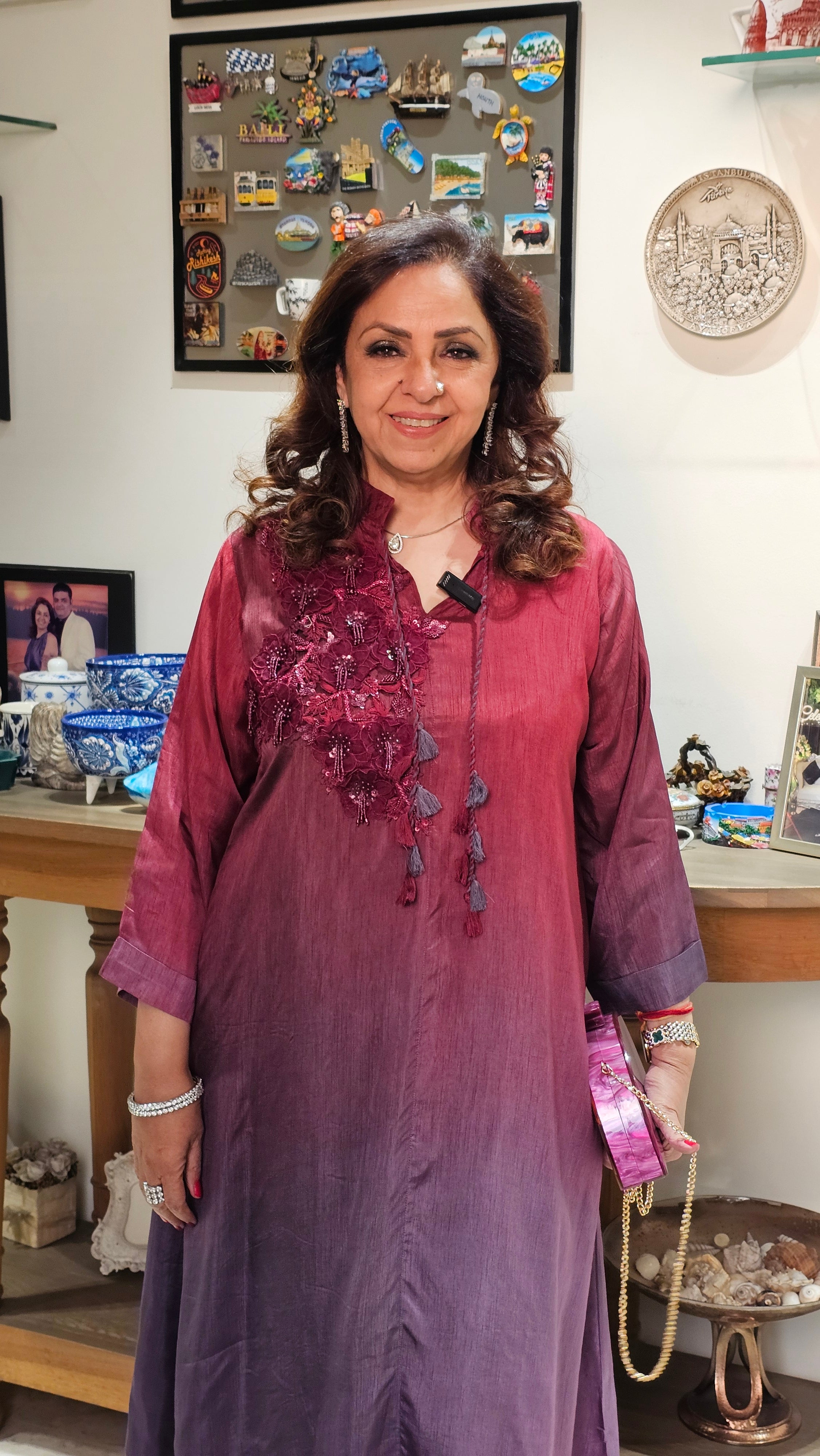 Beautiful Ombre Dyed Silk With Patch Work Hand Embroidery