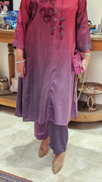 Beautiful Ombre Dyed Silk With Patch Work Hand Embroidery