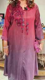 Beautiful Ombre Dyed Silk With Patch Work Hand Embroidery