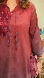 Beautiful Ombre Dyed Silk With Patch Work Hand Embroidery