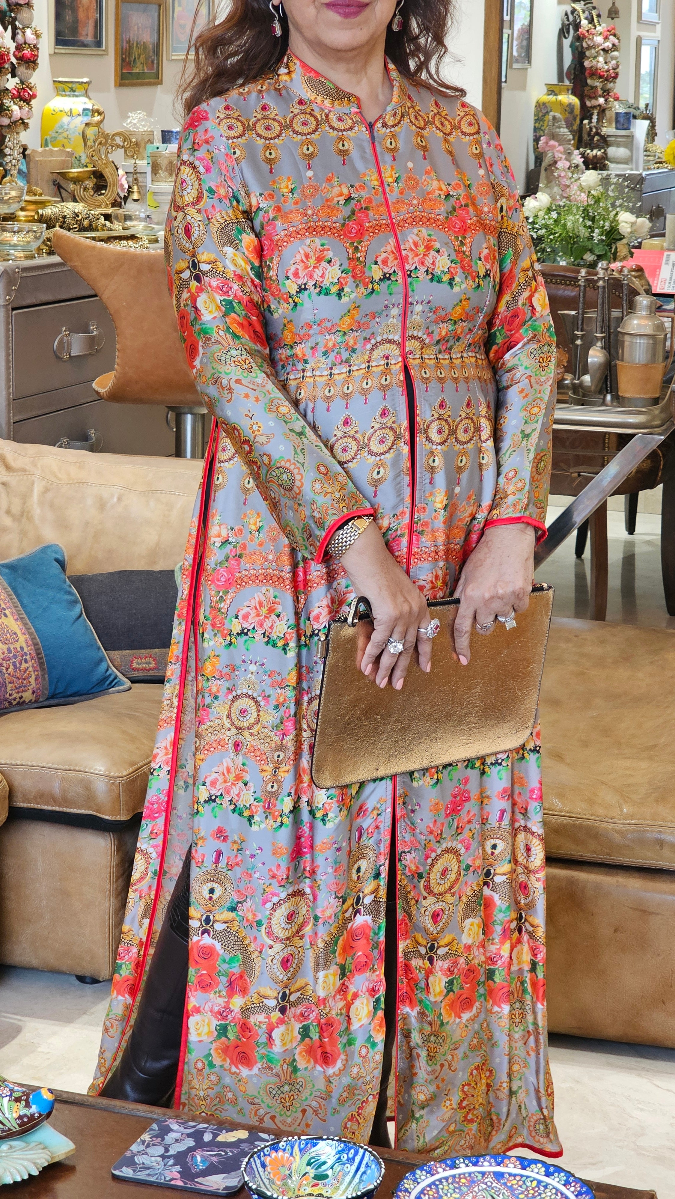 Beautiful satin digital print jacket/cape