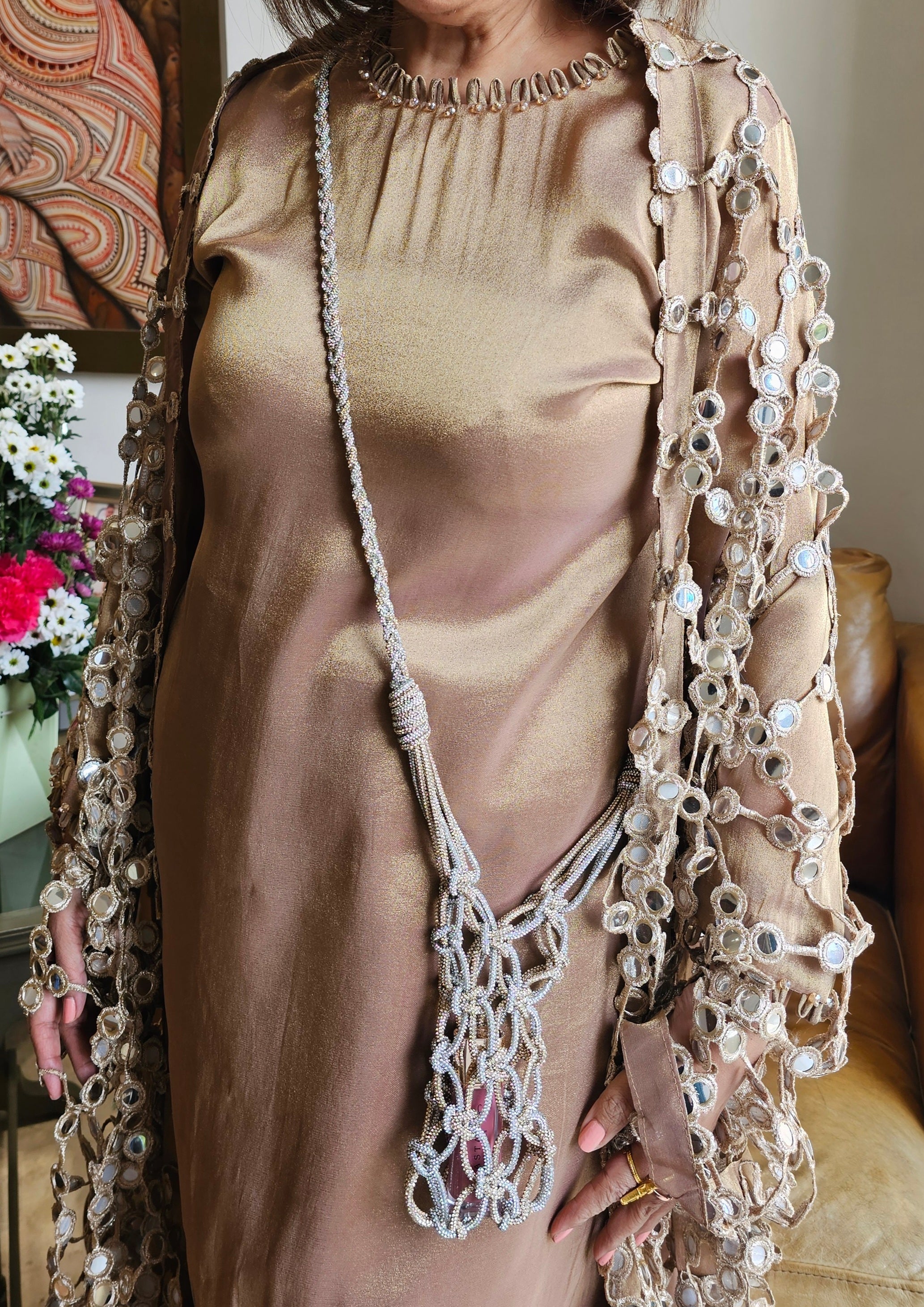 Beautiful Wispy Tissue Top & Bottom With Jali Dupatta