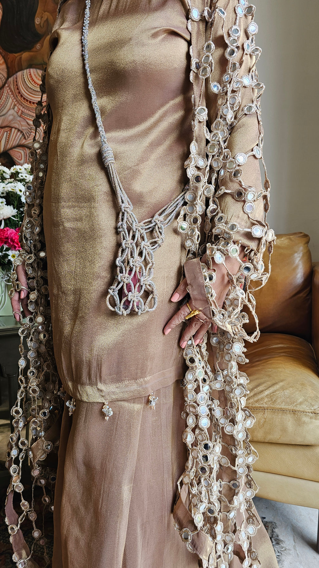 Beautiful Wispy Tissue Top & Bottom With Jali Dupatta