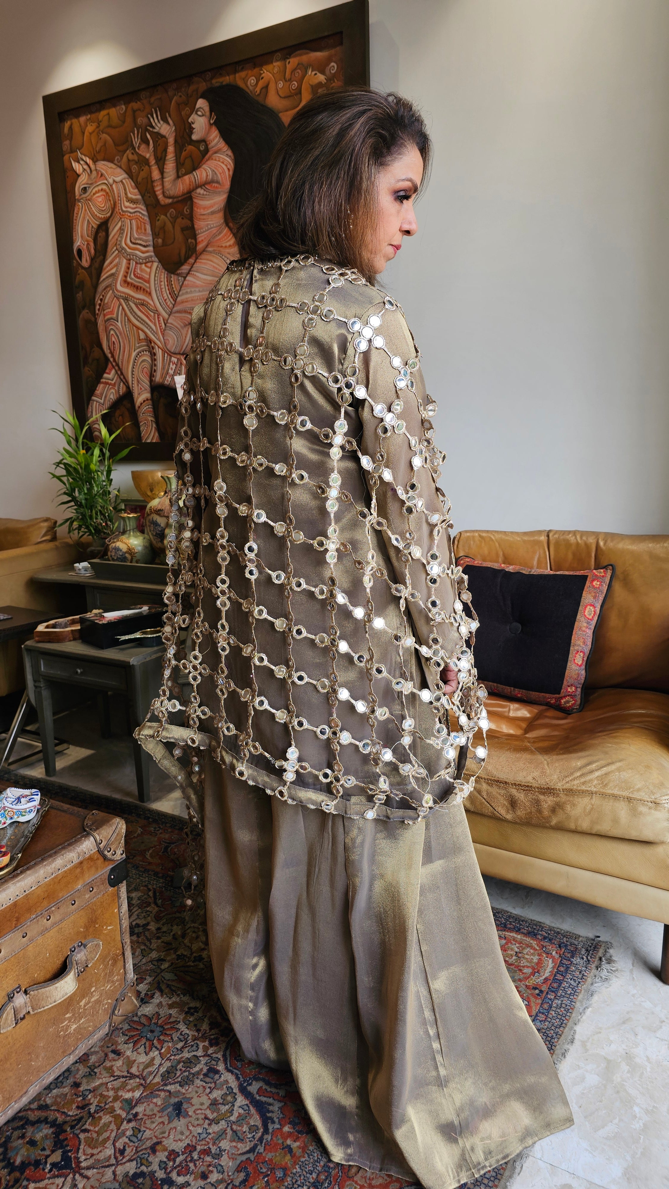 Beautiful Wispy Tissue Top & Bottom With Jali Dupatta
