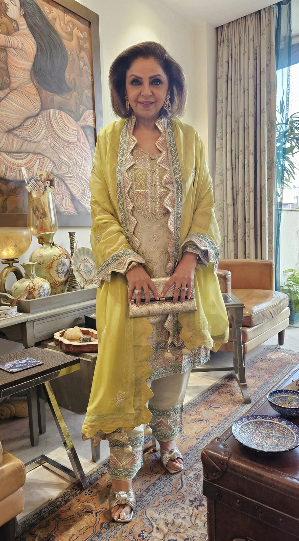 Adorable Tissue Top & Bottom embellished with gota patti work with organza dupatta