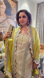 Adorable Tissue Top & Bottom embellished with gota patti work with organza dupatta