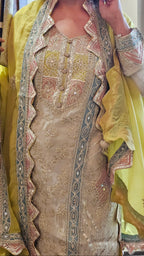 Adorable Tissue Top & Bottom embellished with gota patti work with organza dupatta