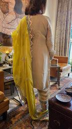 Adorable Tissue Top & Bottom embellished with gota patti work with organza dupatta