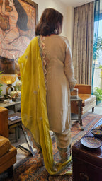 Adorable Tissue Top & Bottom embellished with gota patti work with organza dupatta