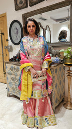 Beautiful tissue top, Bottom & Dupatta embellished with gota patti & mirror work