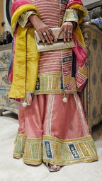 Beautiful tissue top, Bottom & Dupatta embellished with gota patti & mirror work